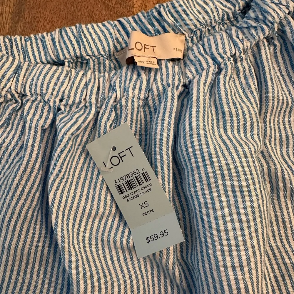 LOFT Linen Blend Blue Striped Two-Piece Set (XS Petite) - Picture 8 of 11